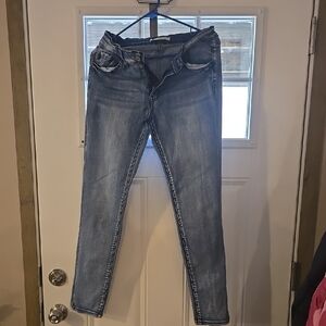 KanCan Blue Skinny Jeans with Faded Wash